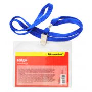 Бейдж гориз. 95х55 мм шнур. т.-син.  Silwerhof 380002-00