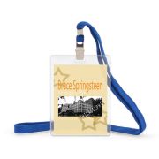 Бейдж верт. 120х87мм металл зажим/тесьма син. (1шт)