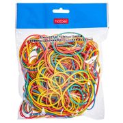 Резинка банковская цветная Hatber диаметр 50мм, длина 80мм, 200гр в пакете с европодвесом