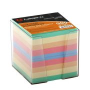Бумага для записи 90*90мм 900л цветная в прозр.пластик.боксе,