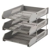 Подставкка для бумаг горонтальная 3-х секц. мет.ст., т.сер.