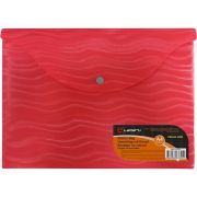 Папка на кнопке А4 LAMARK пласт. Волна/красный