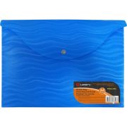 Папка на кнопке А4 LAMARK пласт. Волна/син