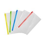 Папка-конверт на молнии DL, 0,15 мм, карман для визитки,  ассорти,LAMARK419