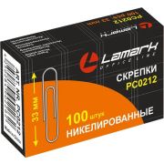 Скрепки ник. 33 мм/100 шт. круглые, LAMARK212