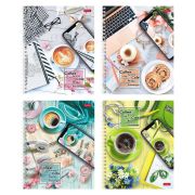 Тетрадь 96л А5ф клетка на гребне 4 диз.в блоке серия  -Время для кофе-