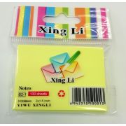 Бумага для заметок с клеевым слоем 38*51 100л XING LI неон желтый