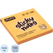 Стикеры Attache с клеев. краем 76х76, неон, оранж. 100л