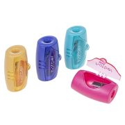 Точилка Hatber BOOM Пластиковая Цветная с контейнером-Ассорти- 4 цв. 24шт в картонной Дисплей-витрин