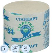 Бумага туалетная 1-сл.ОСТРОВСКАЯ б/втулки сер 54м,24рул/уп