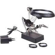 Держатель 'Третья рука' с лупой х2.5, LED подсветка REXANT (12-0250)